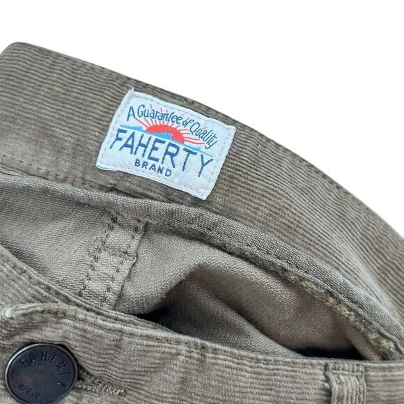 Faherty Stretch Corduroy Pants Green Brown Size 35 - Picture 11 of 14